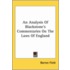 An Analysis Of Blackstone's Commentaries On The Laws Of England