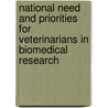 National Need And Priorities For Veterinarians In Biomedical Research door Professor National Academy of Sciences