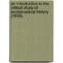 An Introduction to the Critical Study of Ecclesiastical History (1838)