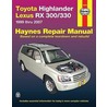 Haynes Repair Manual Toyota Highlander Lexus Rx 300/330 1999 Thru 2007 door John Haynes