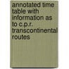 Annotated Time Table With Information As To C.P.R. Transcontinental Routes door Company Canadian Pacifi