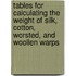Tables For Calculating The Weight Of Silk, Cotton, Worsted, And Woollen Warps