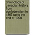 Chronology Of Canadian History From Confederation In 1867 Up To The End Of 1900