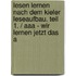 Lesen Lernen Nach Dem Kieler Leseaufbau. Teil 1. / Aaa - Wir Lernen Jetzt Das A