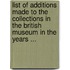List Of Additions Made To The Collections In The British Museum In The Years ...