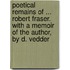 Poetical Remains Of ... Robert Fraser. With A Memoir Of The Author, By D. Vedder