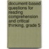Document-Based Questions for Reading Comprehension and Critical Thinking, Grade 5