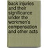 Back Injuries And Their Significance Under The Workmen's Compensation And Other Acts