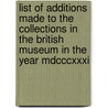 List Of Additions Made To The Collections In The British Museum In The Year Mdcccxxxi door British Museum