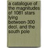 A Catalogue of the Magnitudes of 1081 Stars Lying Between-300 Decl. and the South Pole