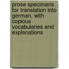Prose Specimens For Translation Into German, With Copious Vocabularies And Explanations by Heinrich Apel