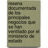 Resena Documentada De Los Principales Negocios Que Se Han Ventilado Por El Ministerio De Estado by Spain Ministerio Estado