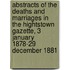 Abstracts Of The Deaths And Marriages In The Hightstown Gazette, 3 January 1878-29 December 1881