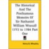 The Historical And The Posthumous Memoirs Of Sir Nathaniel William Wraxall 1772 To 1784 Part One