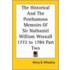 The Historical And The Posthumous Memoirs Of Sir Nathaniel William Wraxall 1772 To 1784 Part Two