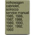 Volkswagen Cabriolet, Scirocco Service Manual 1985, 1986, 1987, 1988, 1989, 1990, 1991, 1992, 1993