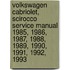 Volkswagen Cabriolet, Scirocco Service Manual 1985, 1986, 1987, 1988, 1989, 1990, 1991, 1992, 1993