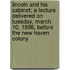 Lincoln And His Cabinet; A Lecture Delivered On Tuesday, March 10, 1896, Before The New Haven Colony