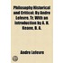 Philosophy Historical And Critical; By Andre Lefevre. Tr. With An Introduction By A. H. Keane, B. A.