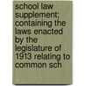 School Law Supplement; Containing The Laws Enacted By The Legislature Of 1913 Relating To Common Sch door . Anonymous