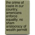 The Crime Of Caste In Our Country. Americans Enforce Equality. No Sham Aristocracy Of Wealth Permitt