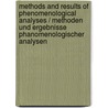 Methods and Results of Phenomenological Analyses / Methoden Und Ergebnisse Phanomenologischer Analysen by G. Hohler