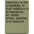 Repertory To The Modalities, In Their Relations To Temperature, Air, Water, Winds, Weather, And Seasons
