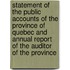 Statement Of The Public Accounts Of The Province Of Quebec And Annual Report Of The Auditor Of The Province