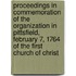 Proceedings In Commemoration Of The Organization In Pittsfield, February 7, 1764 Of The First Church Of Christ