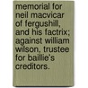 Memorial For Neil Macvicar Of Fergushill, And His Factrix; Against William Wilson, Trustee For Baillie's Creditors. by Unknown