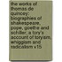 The Works Of Thomas De Quincey: Biographies Of Shakespeare, Pope, Goethe And Schiller; A Tory's Account Of Toryism, Whiggism And Radicalism V15