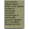 Memorial For William Wilson Writer To The Signet, Trustee Of Alexander Campbell Messenger In Edinburgh, Pursuer; Against John Campbell, Designing Hims door Onbekend