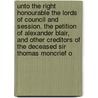 Unto The Right Honourable The Lords Of Council And Session. The Petition Of Alexander Blair, And Other Creditors Of The Deceased Sir Thomas Moncrief O door Onbekend