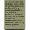 Essays Designed To Elucidate The Science Of Political Economy, While Serving To Explain And Defend The Policy Of Protection To Home Industry As A System Of National Cooperation For The Elevation Of Labor. By Horace Greeley. by Horace Greeley