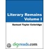 Literary Remains, Volume I