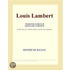 Louis Lambert (Webster''s French Thesaurus Edition)