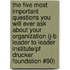The Five Most Important Questions You Will Ever Ask About Your Organization (j-b Leader To Leader Institute/pf Drucker Foundation #90)