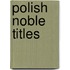 Polish Noble Titles