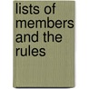 Lists Of Members And The Rules door Bannatyne Club