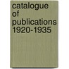 Catalogue of Publications 1920-1935 by League Of Nations
