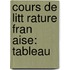 Cours De Litt Rature Fran Aise: Tableau