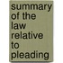Summary Of The Law Relative To Pleading