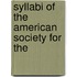 Syllabi Of The American Society For The
