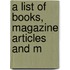 A List Of Books, Magazine Articles And M