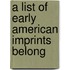 A List Of Early American Imprints Belong
