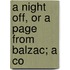 A Night Off, Or A Page From Balzac; A Co