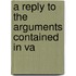A Reply To The Arguments Contained In Va
