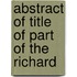 Abstract Of Title Of Part Of The Richard