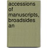 Accessions Of Manuscripts, Broadsides An door Library Of Congress. Division