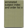 Annotated Subject Index And Order List O door American National Red Cross
